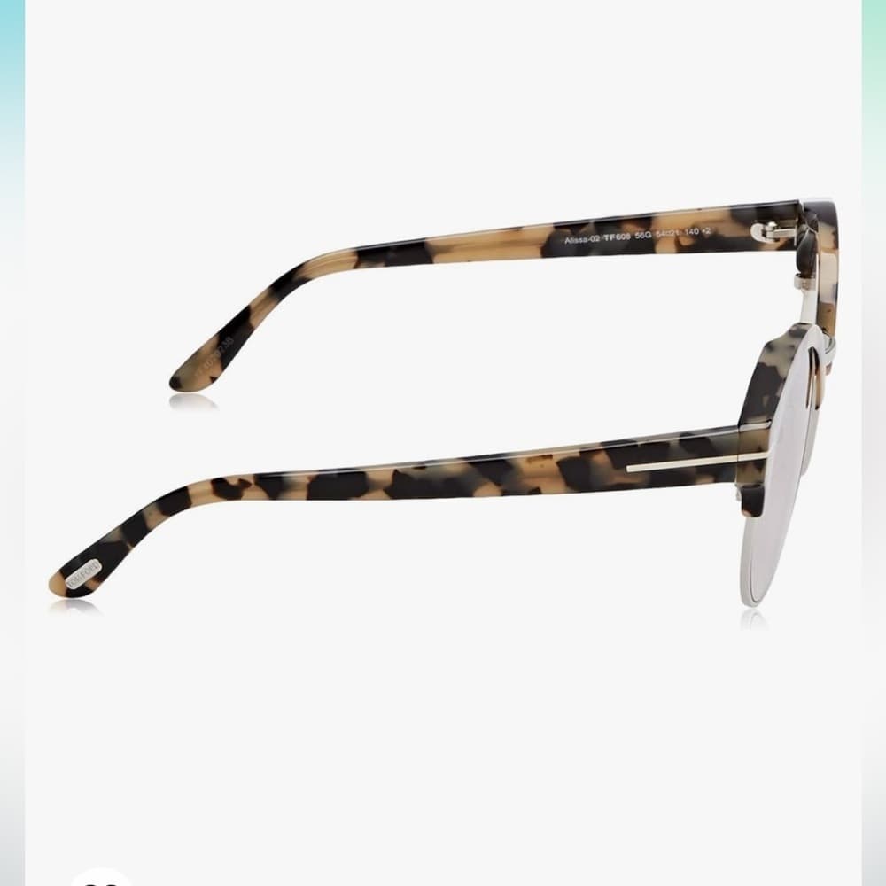 NEW Tom Ford Alissa Havana Silver Metal Tortoise Round Mirror Sunglasses - Thumbnail 6