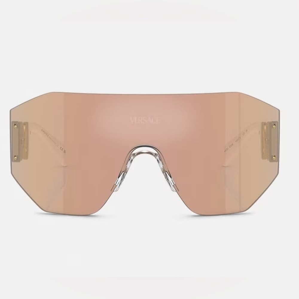 NEW VERSACE MEDUSA BIGGIE MASK SUNGLASSES Rose Gold White Logo Shield Shades - Thumbnail 5