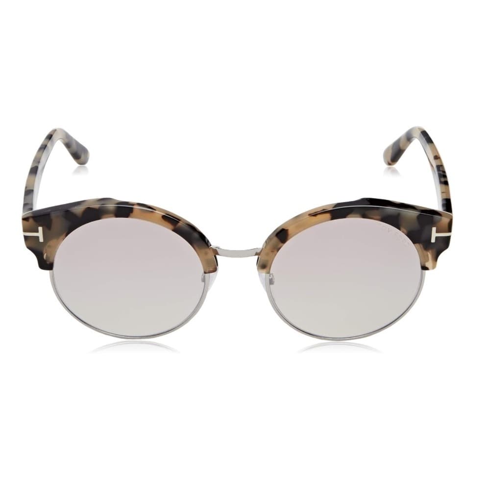 NEW Tom Ford Alissa Havana Silver Metal Tortoise Round Mirror Sunglasses - Thumbnail 5