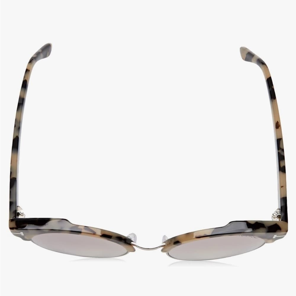 NEW Tom Ford Alissa Havana Silver Metal Tortoise Round Mirror Sunglasses - Thumbnail 7