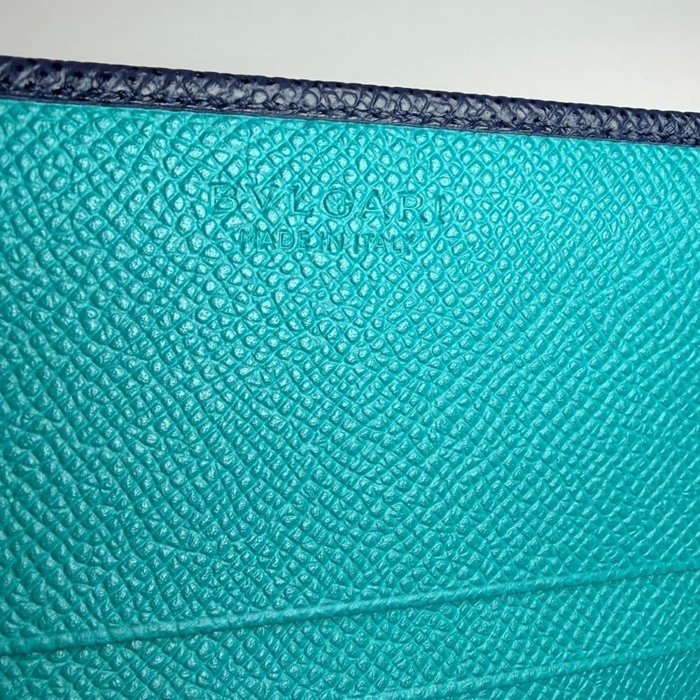 Bulgari BVLGARI Men's Denim Sapphire Grained Calf Leather Card Case Wallet NEW - Thumbnail 10