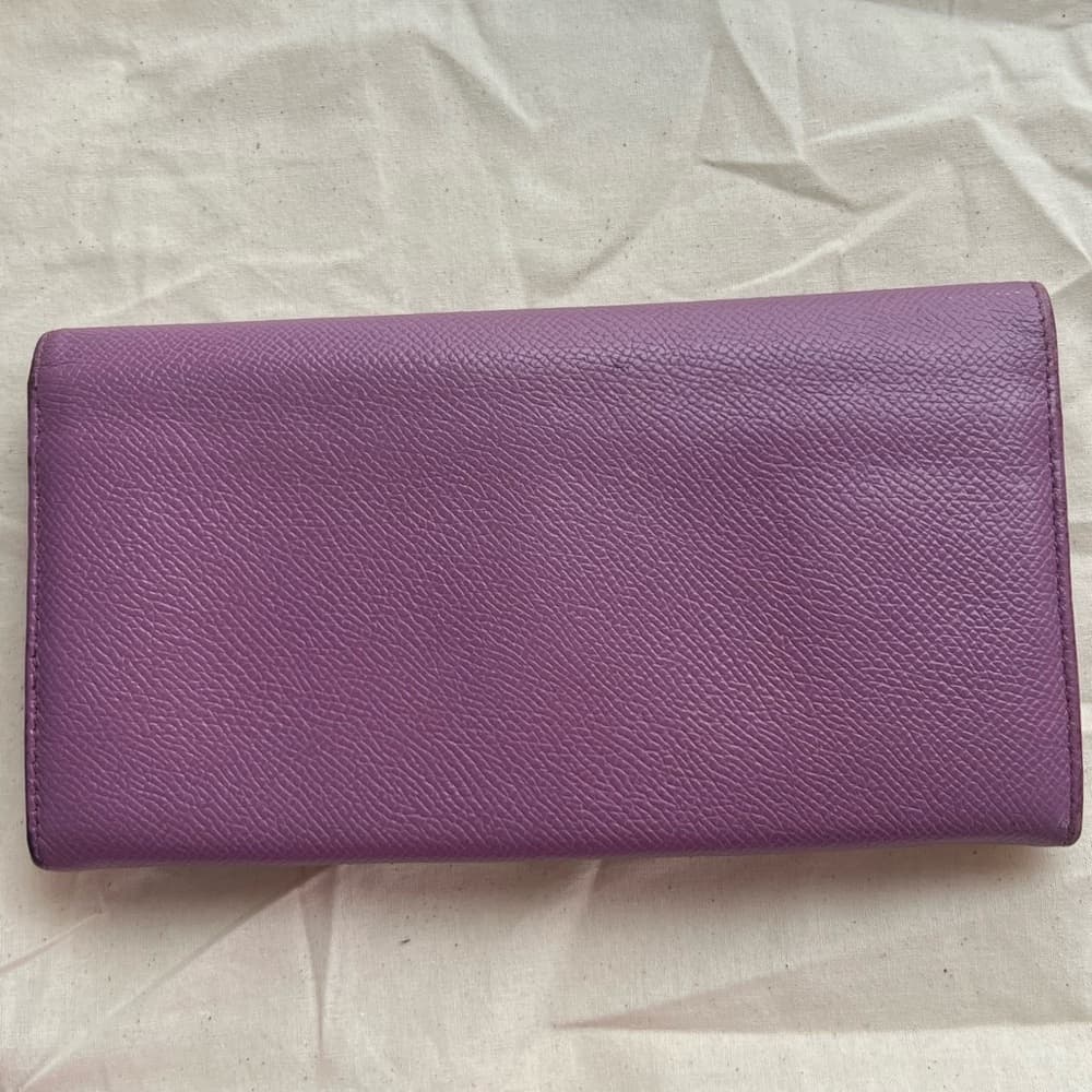 BVLGARI Bulgari Purple Lavender Saffiano Leather Continental Card Coin Wallet - Thumbnail 6