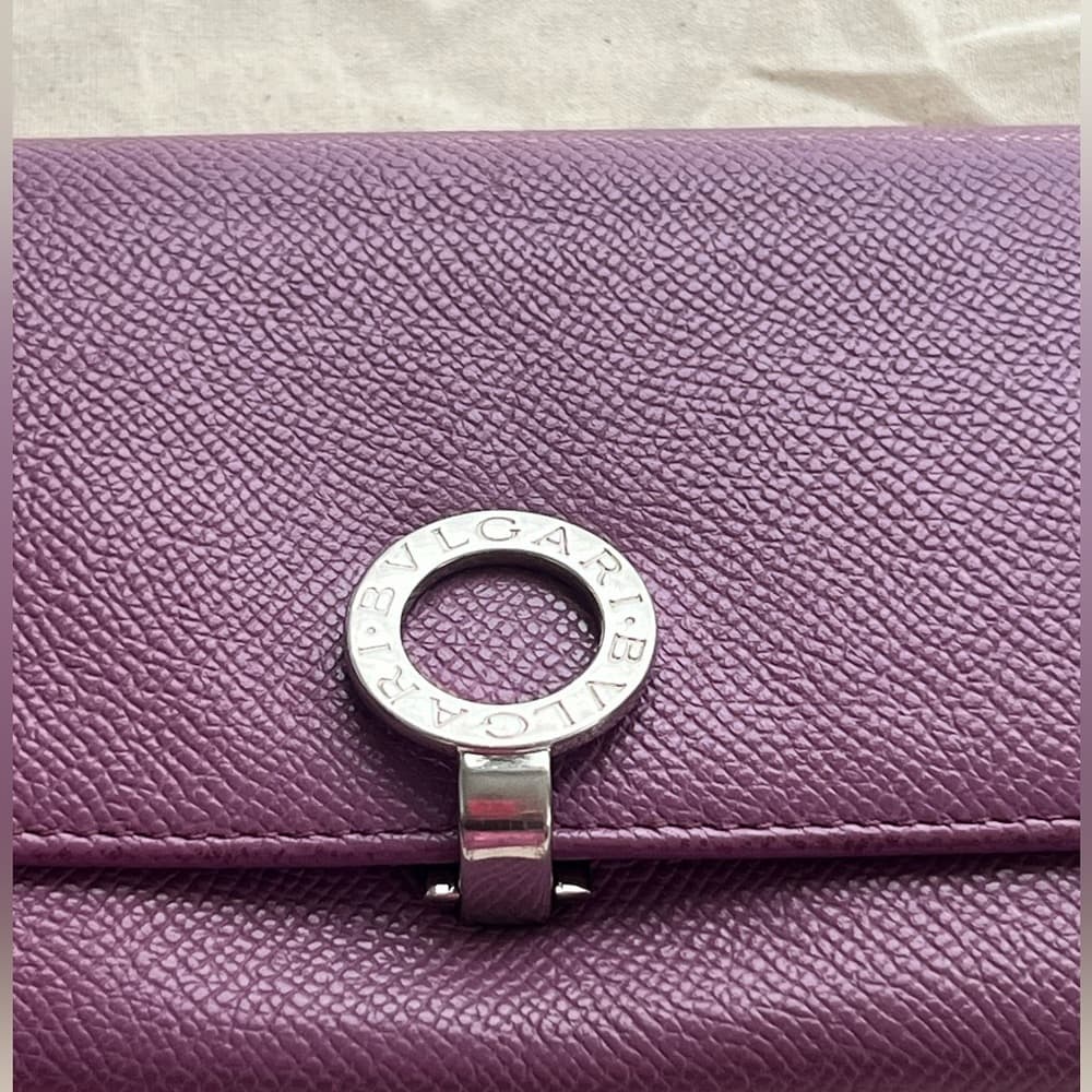 BVLGARI Bulgari Purple Lavender Saffiano Leather Continental Card Coin Wallet - Thumbnail 3