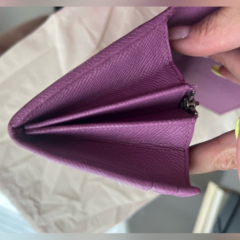 BVLGARI Bulgari Purple Lavender Saffiano Leather Continental Card Coin Wallet - Thumbnail 11