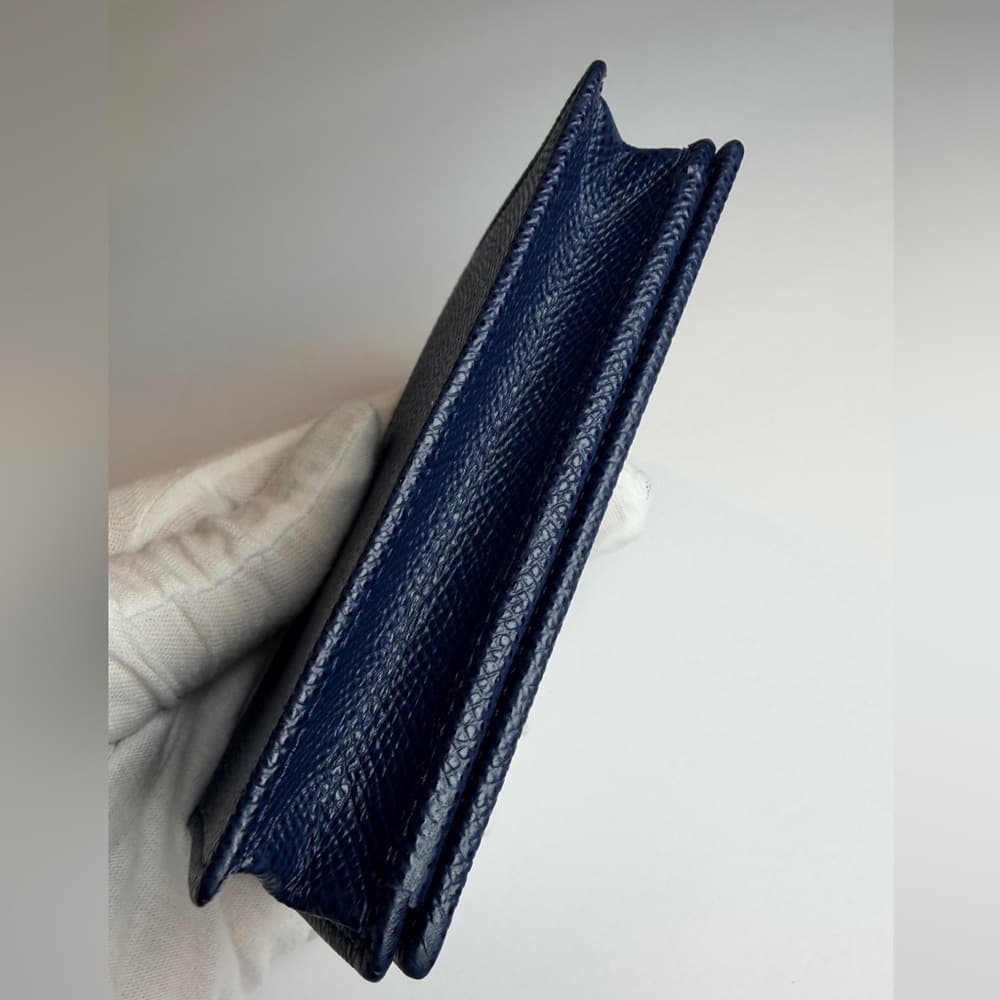 Bulgari BVLGARI Men's Denim Sapphire Grained Calf Leather Card Case Wallet NEW - Thumbnail 8