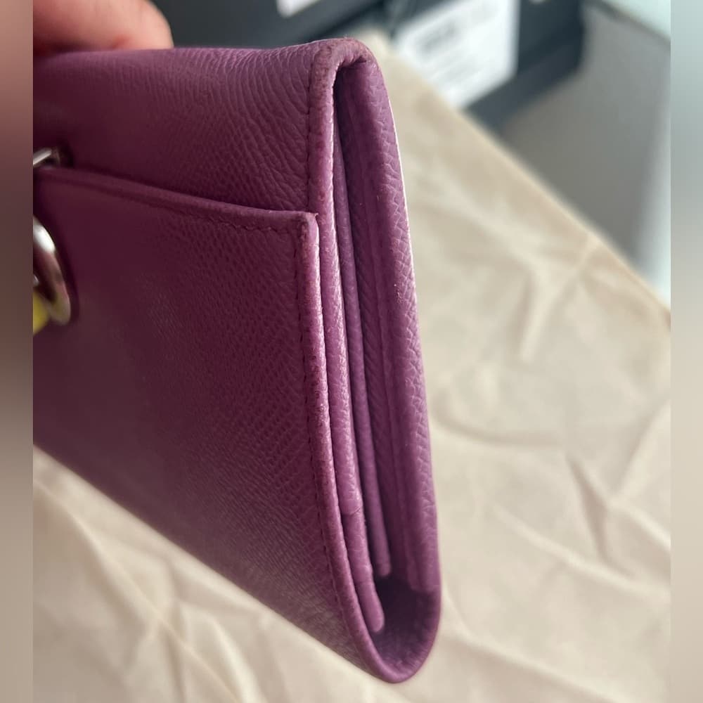 BVLGARI Bulgari Purple Lavender Saffiano Leather Continental Card Coin Wallet - Thumbnail 8