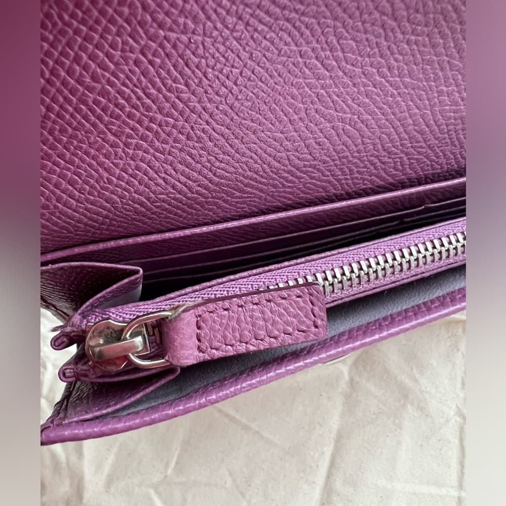 BVLGARI Bulgari Purple Lavender Saffiano Leather Continental Card Coin Wallet - Thumbnail 15