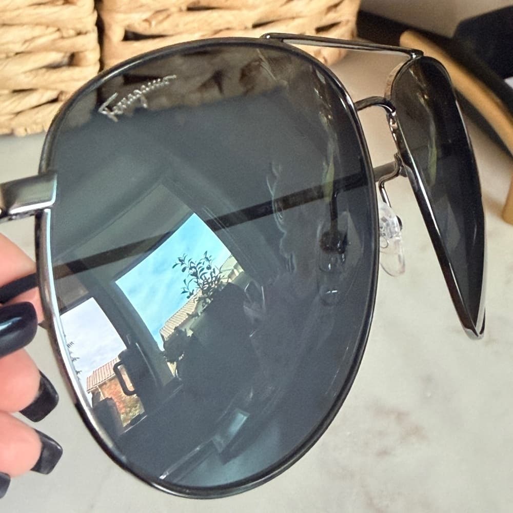 Salvatore Ferragamo SF157S Sunglasses 015 Dark Gun Aviator 60-15-140 Excellent - Thumbnail 5