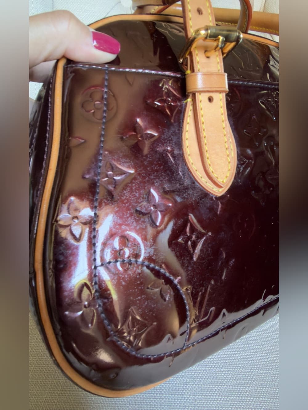 Louis Vuitton Summit Drive in Amarante Vernis Patent Leather Monogram Tote Bag - Thumbnail 4
