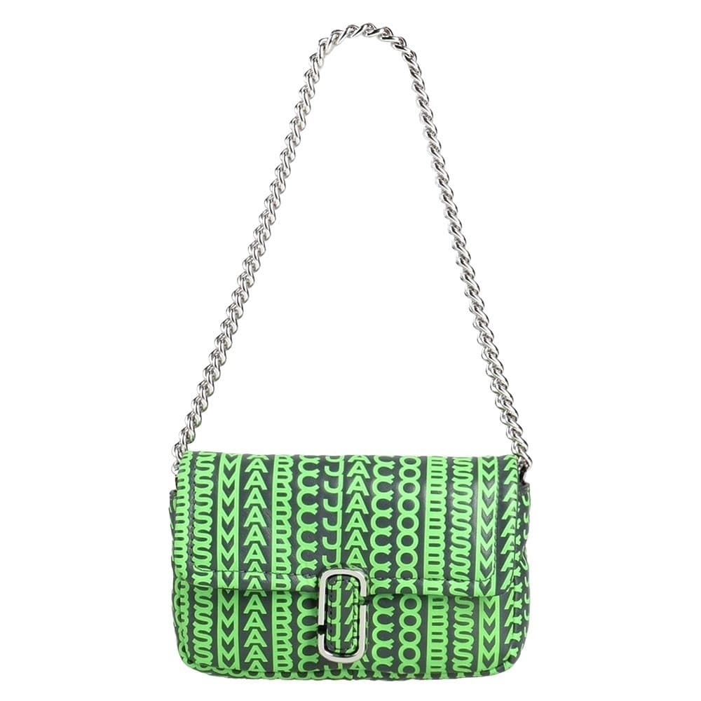 NEW MARC JACOBS Logo Monogram Leather Chain Strap Crossbody Dark Grey Green - Thumbnail 6