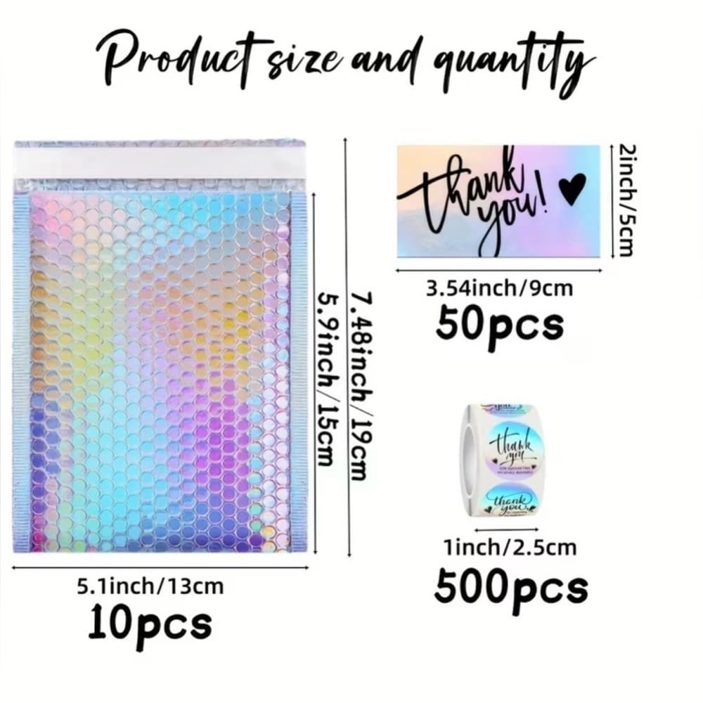 Small Business Holographic Thank You Shipping Bundle Card Stickers 560 pcs Lot - Thumbnail 2