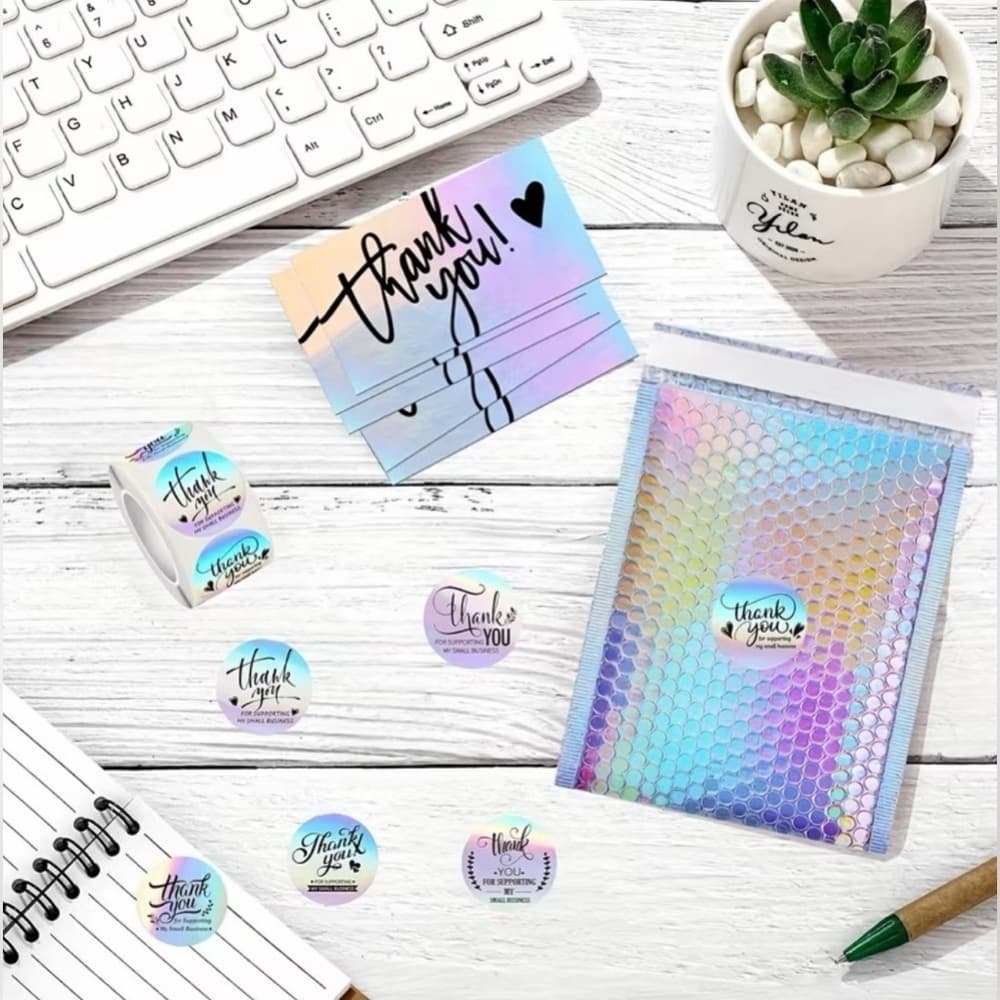 Small Business Holographic Thank You Shipping Bundle Card Stickers 560 pcs Lot - Thumbnail 3