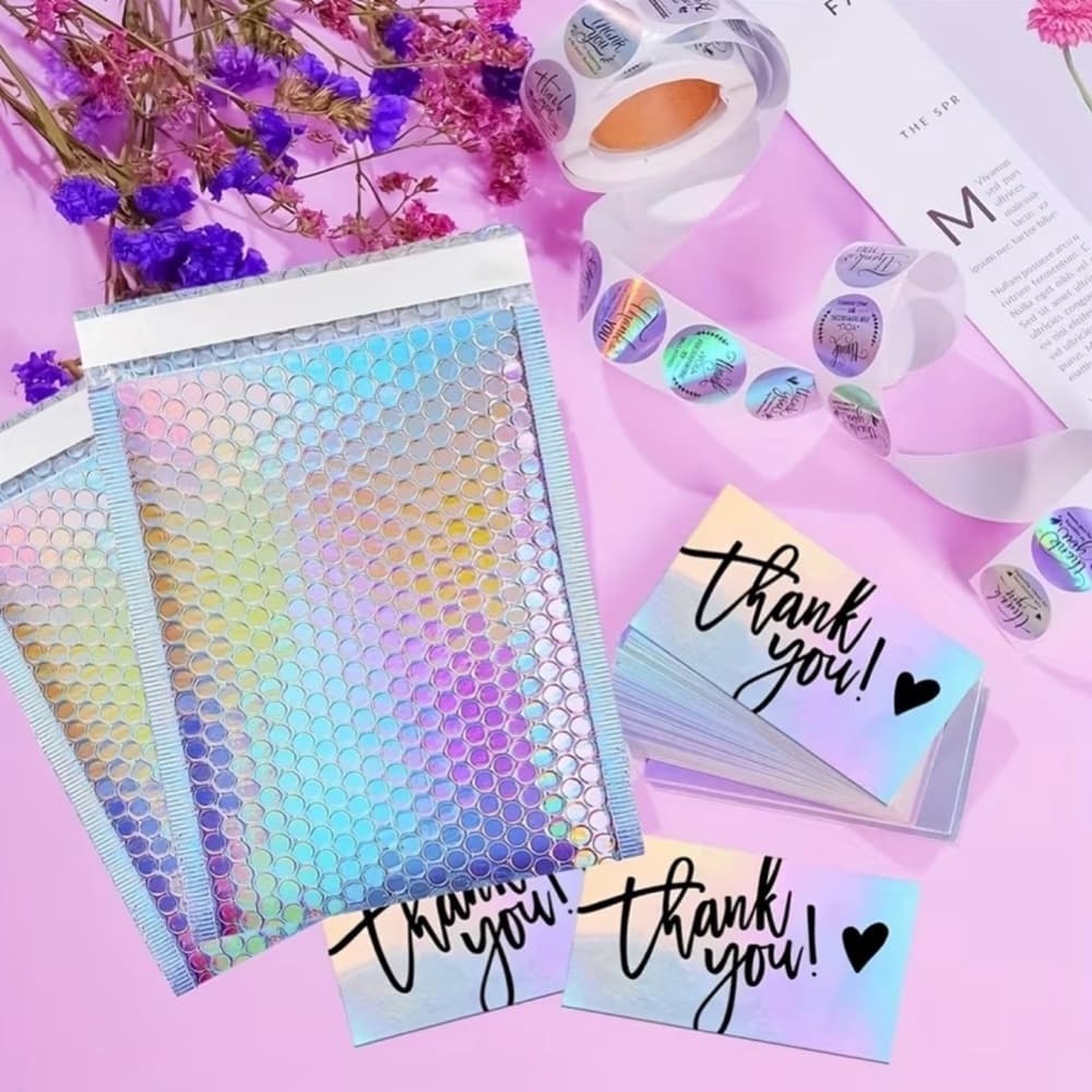 Small Business Holographic Thank You Shipping Bundle Card Stickers 560 pcs Lot - Thumbnail 4