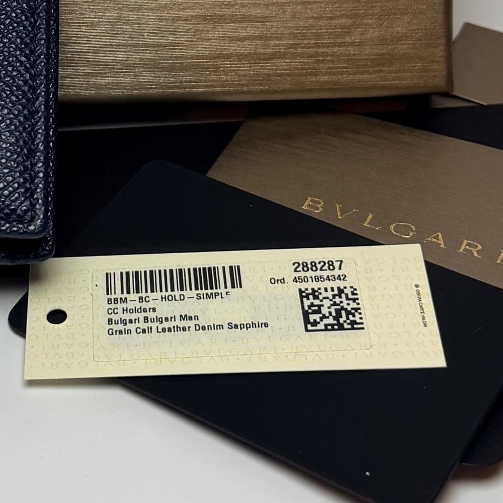 Bulgari BVLGARI Men's Denim Sapphire Grained Calf Leather Card Case Wallet NEW - Thumbnail 12