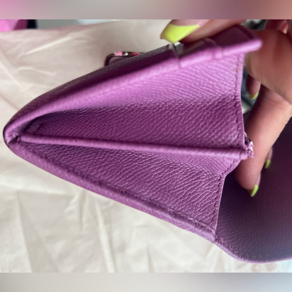 BVLGARI Bulgari Purple Lavender Saffiano Leather Continental Card Coin Wallet - Thumbnail 12