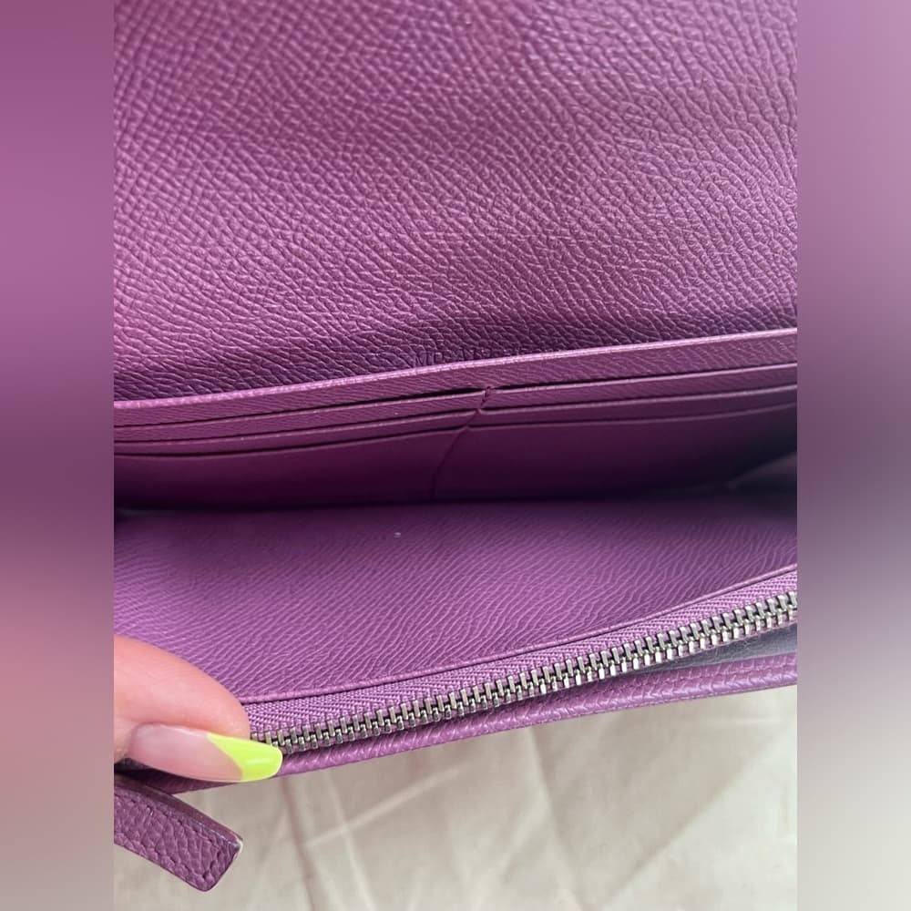 BVLGARI Bulgari Purple Lavender Saffiano Leather Continental Card Coin Wallet - Thumbnail 13
