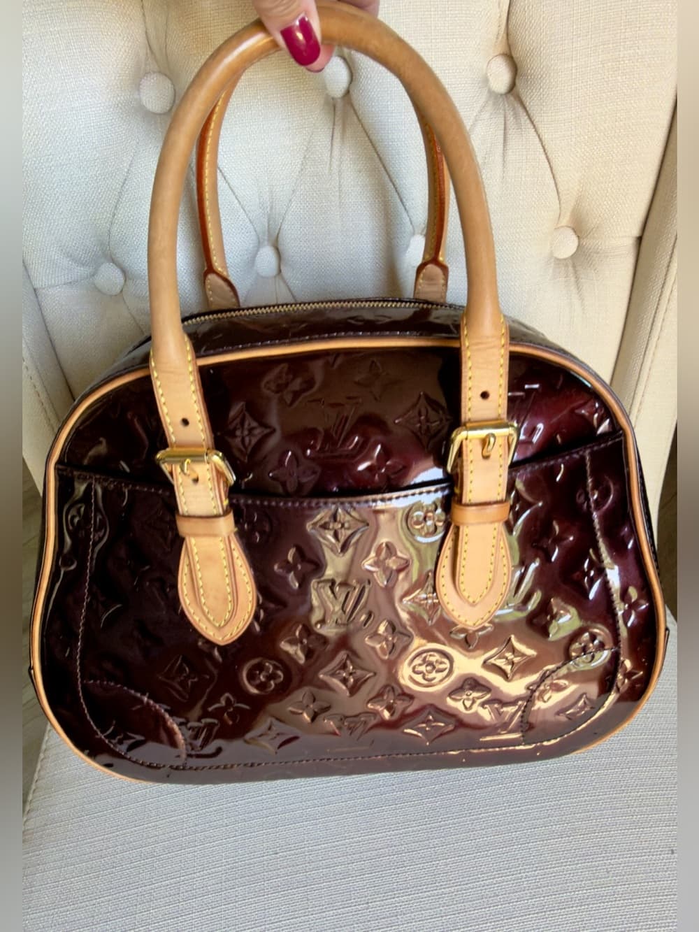 Louis Vuitton Summit Drive in Amarante Vernis Patent Leather Monogram Tote Bag - Thumbnail 7