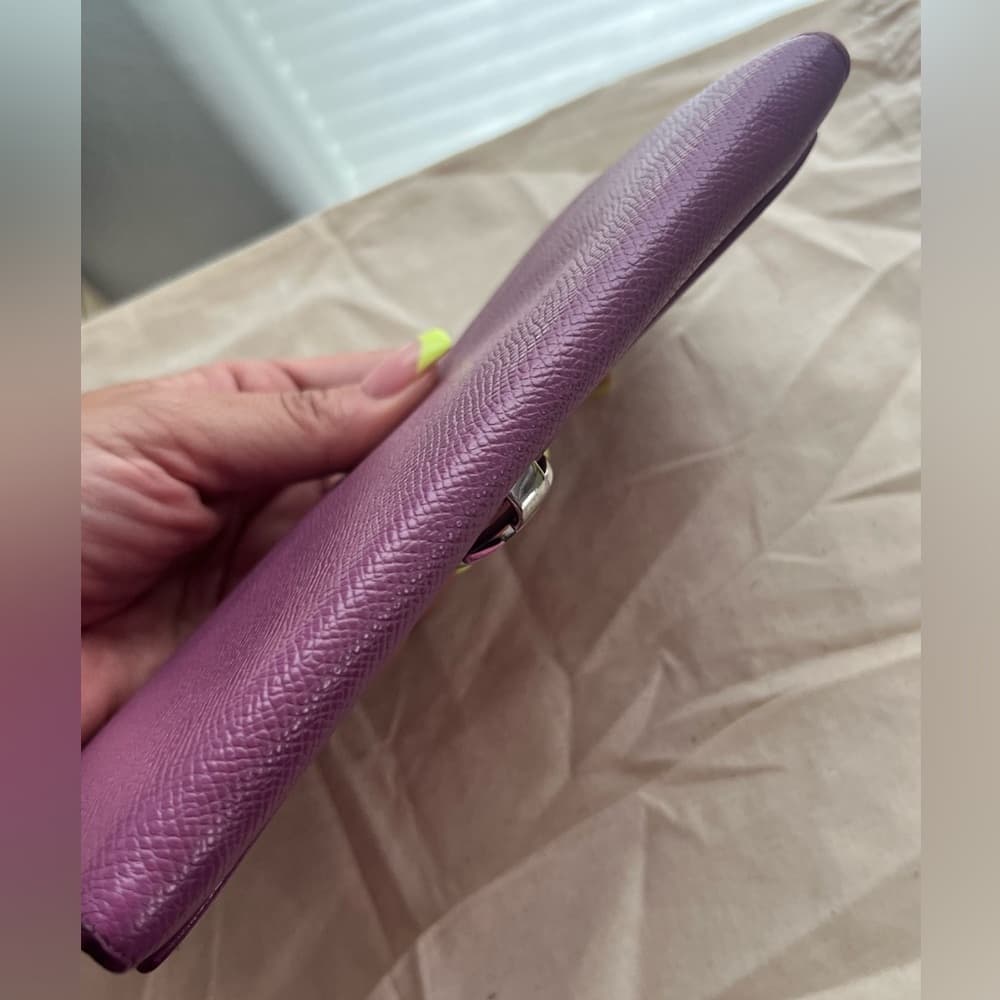 BVLGARI Bulgari Purple Lavender Saffiano Leather Continental Card Coin Wallet - Thumbnail 9