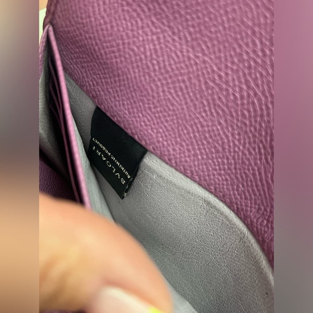 BVLGARI Bulgari Purple Lavender Saffiano Leather Continental Card Coin Wallet - Thumbnail 14