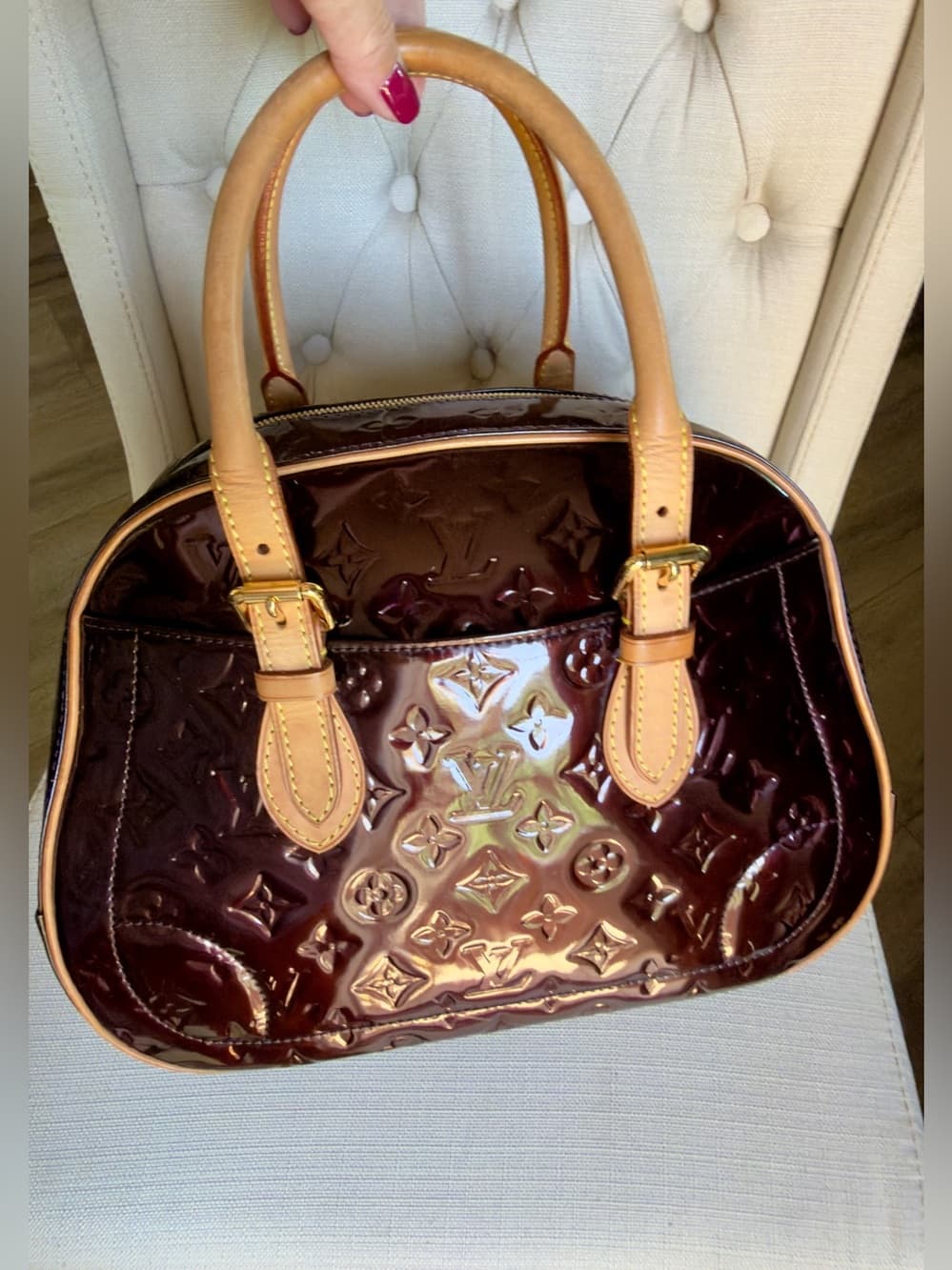 Louis Vuitton Summit Drive in Amarante Vernis Patent Leather Monogram Tote Bag - Thumbnail 11