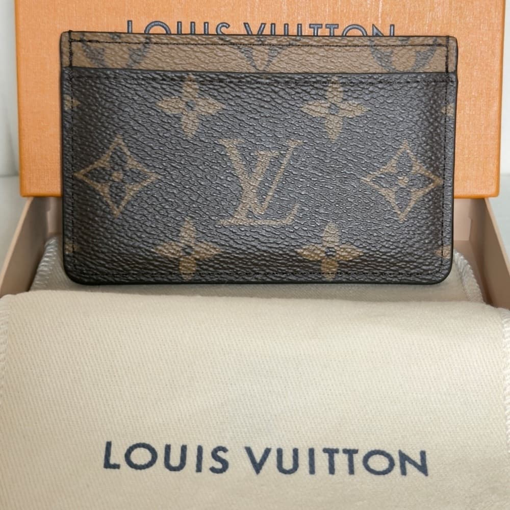 Louis Vuitton Logo Monogram Reverse Print Card Wallet Holder RFID CHIP Plus COA - Thumbnail 2