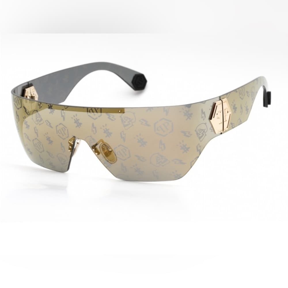 NEW PHILIPP PLEIN Sunglasses PLEIN HERO Logo Gold Monogram Mirror In BOX - Thumbnail 2