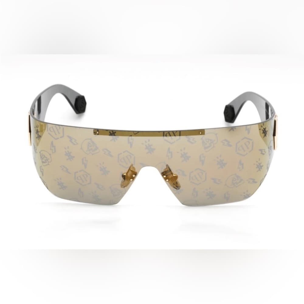 NEW PHILIPP PLEIN Sunglasses PLEIN HERO Logo Gold Monogram Mirror In BOX - Thumbnail 4