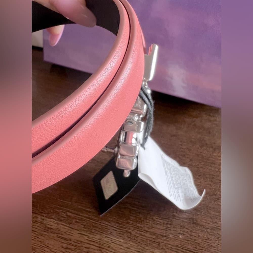 JUST CAVALLI Dusty Rose Leather Silver Buckle Belt Size 80 - Thumbnail 7