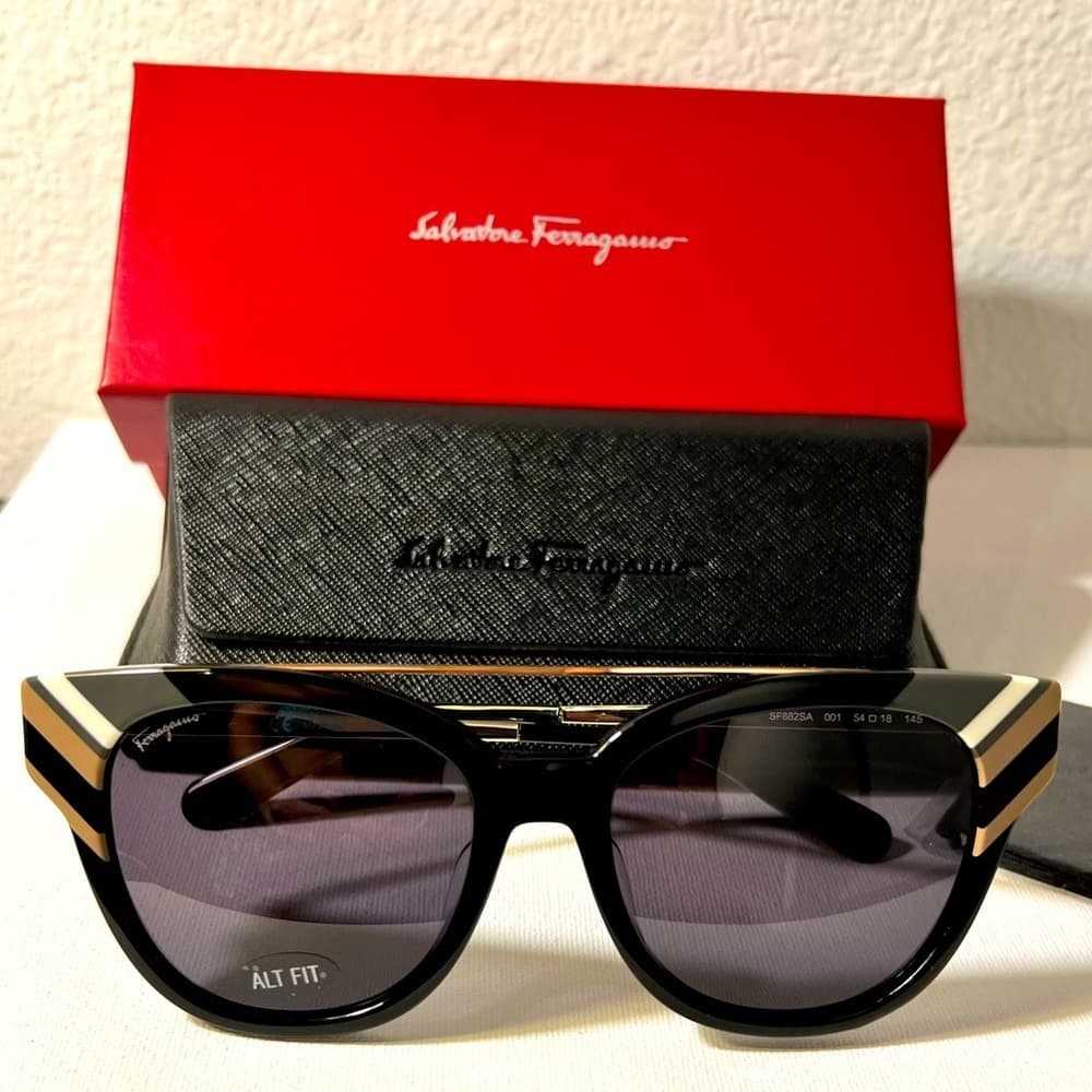 NEW Salvatore Ferragamo Semi Black Cat Eye Sunglasses SF882SA with Box - Thumbnail 5