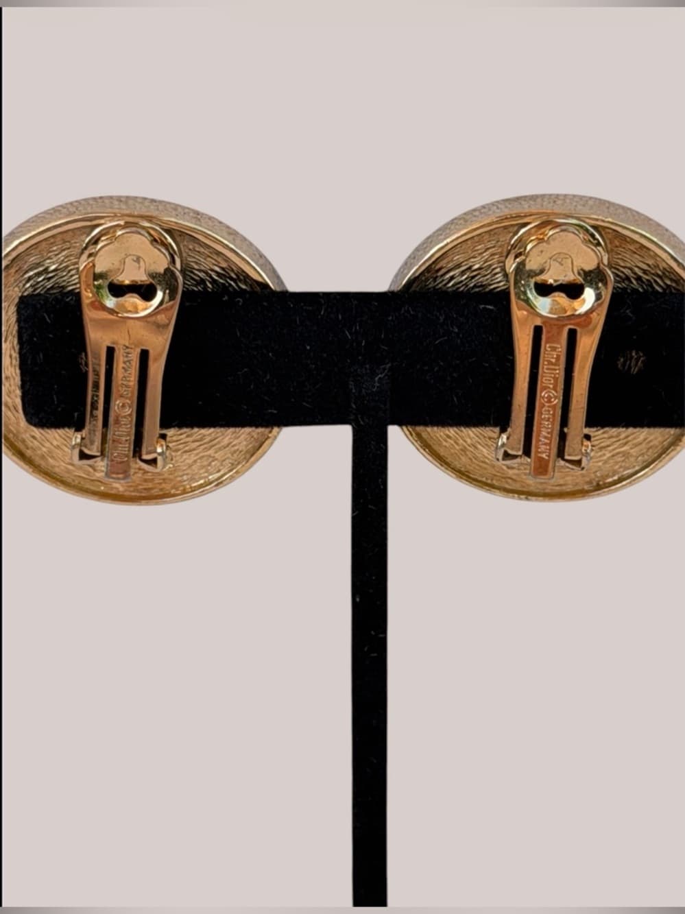 Christian Dior Vintage 1980’s Logo Gold Clip Coin Earrings 1.25” Round Statement - Thumbnail 6