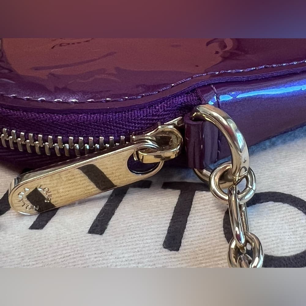 Louis Vuitton Vernis Porte Monnaie Heart Lock Keychain Charm Chain Clip Wallet - Thumbnail 6