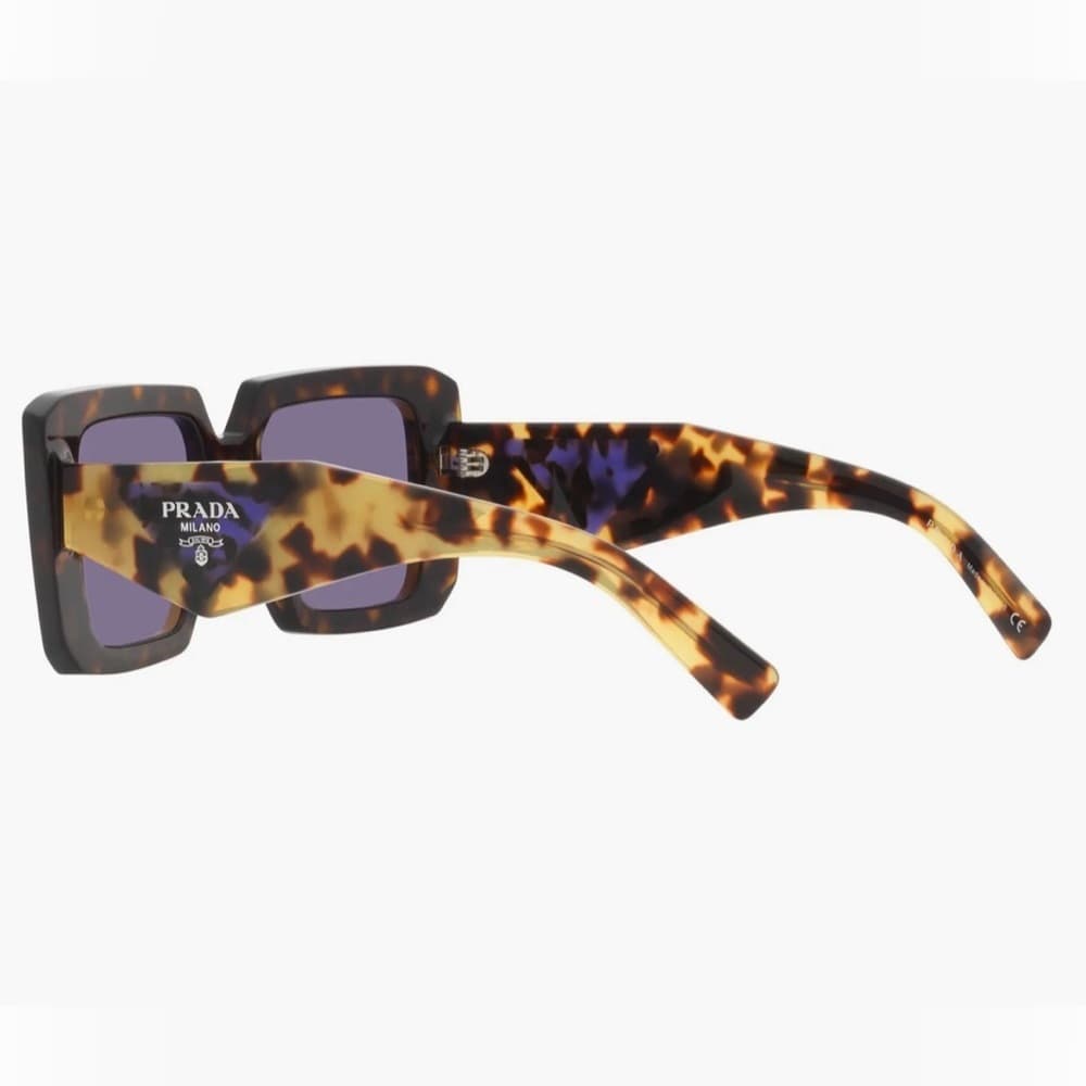 NEW PRADA Tortoise Violet Square Mirror Lenses Logo Arms Square Frame with Box - Thumbnail 5