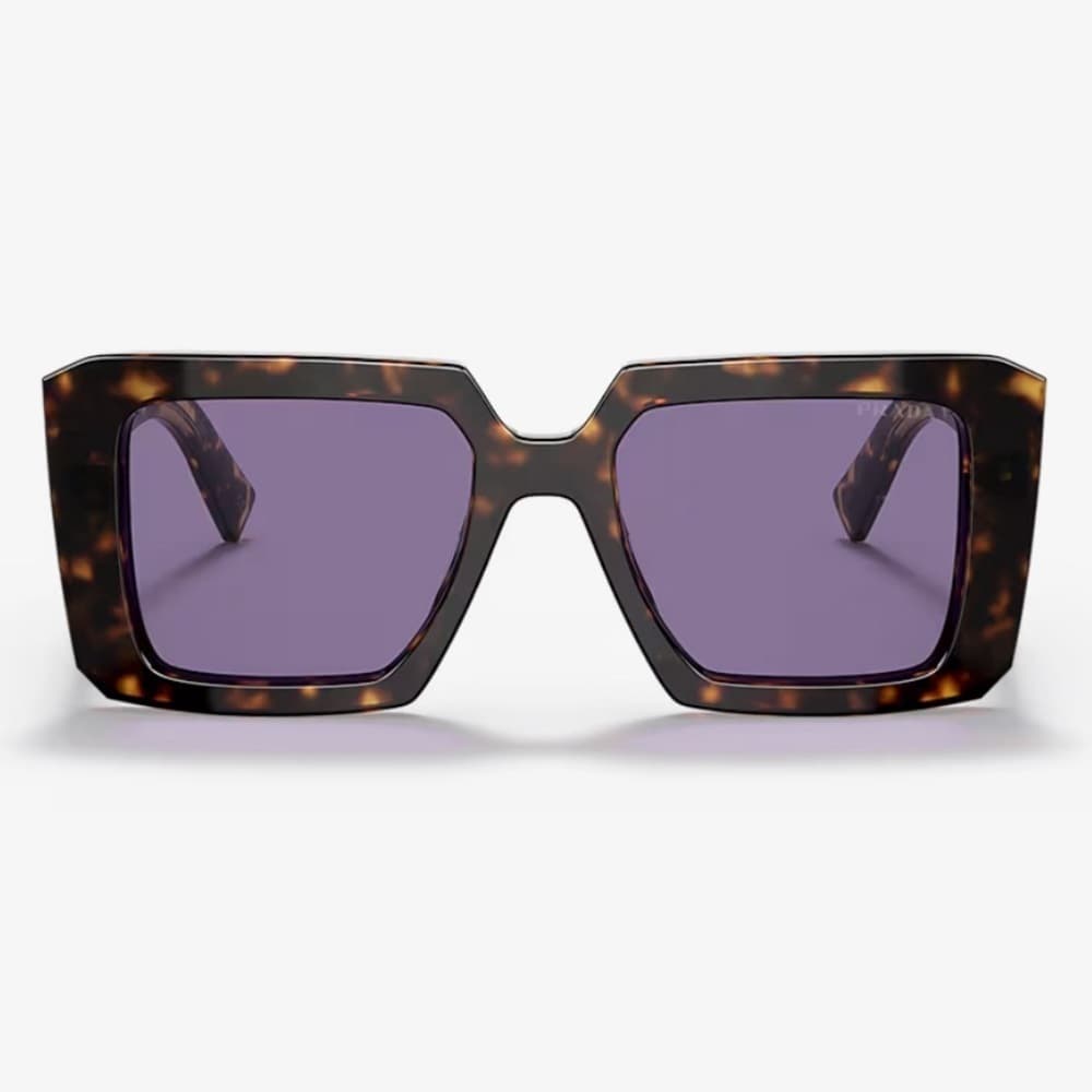 NEW PRADA Tortoise Violet Square Mirror Lenses Logo Arms Square Frame with Box - Thumbnail 3