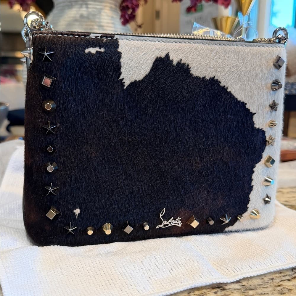 CHRISTIAN LOUBOUTIN Studded Triloubi Cowboy Western Pony Hair Chain Shoulder Bag - Thumbnail 2
