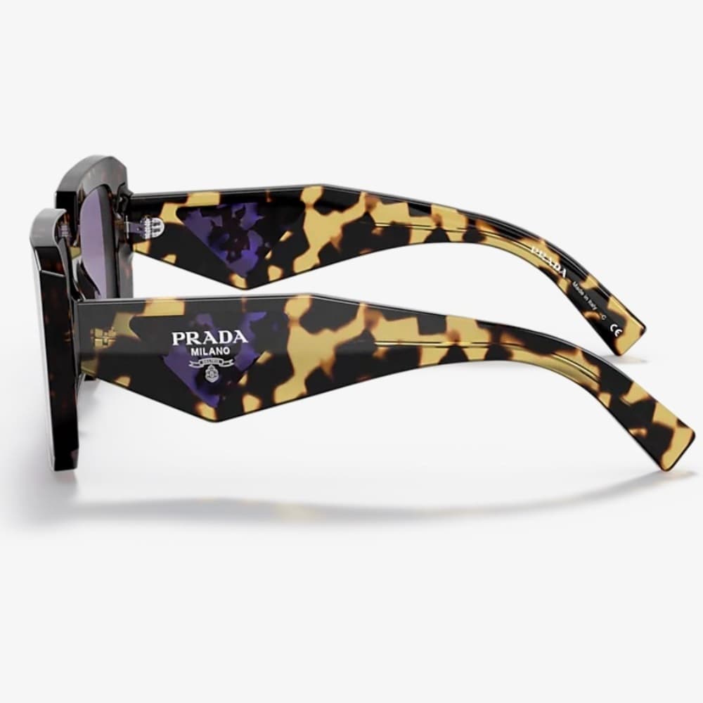 NEW PRADA Tortoise Violet Square Mirror Lenses Logo Arms Square Frame with Box - Thumbnail 6