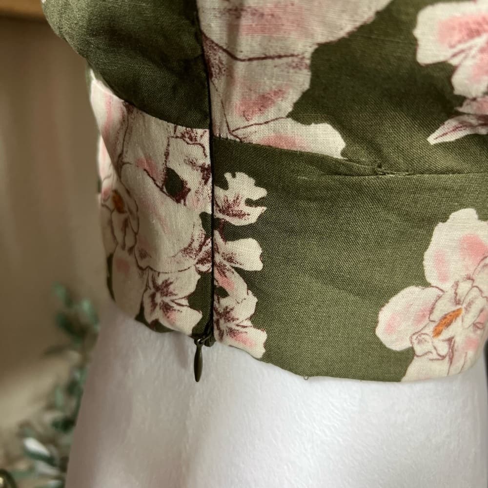 NEW ZARA 2023 CRUISE LINEN BLEND Printed Floral Bell sleeves crop top Large L - Thumbnail 5