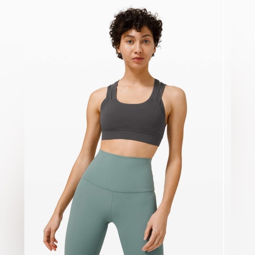 LULULEMON 🌟 Athletica GEARED TO TRAIN Bra Medium Support Graphite Gray 8 A/B - Thumbnail 2