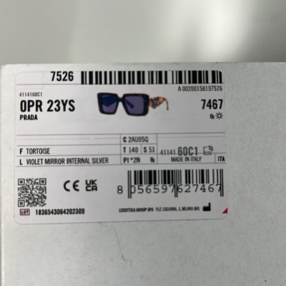 NEW PRADA Tortoise Violet Square Mirror Lenses Logo Arms Square Frame with Box - Thumbnail 9