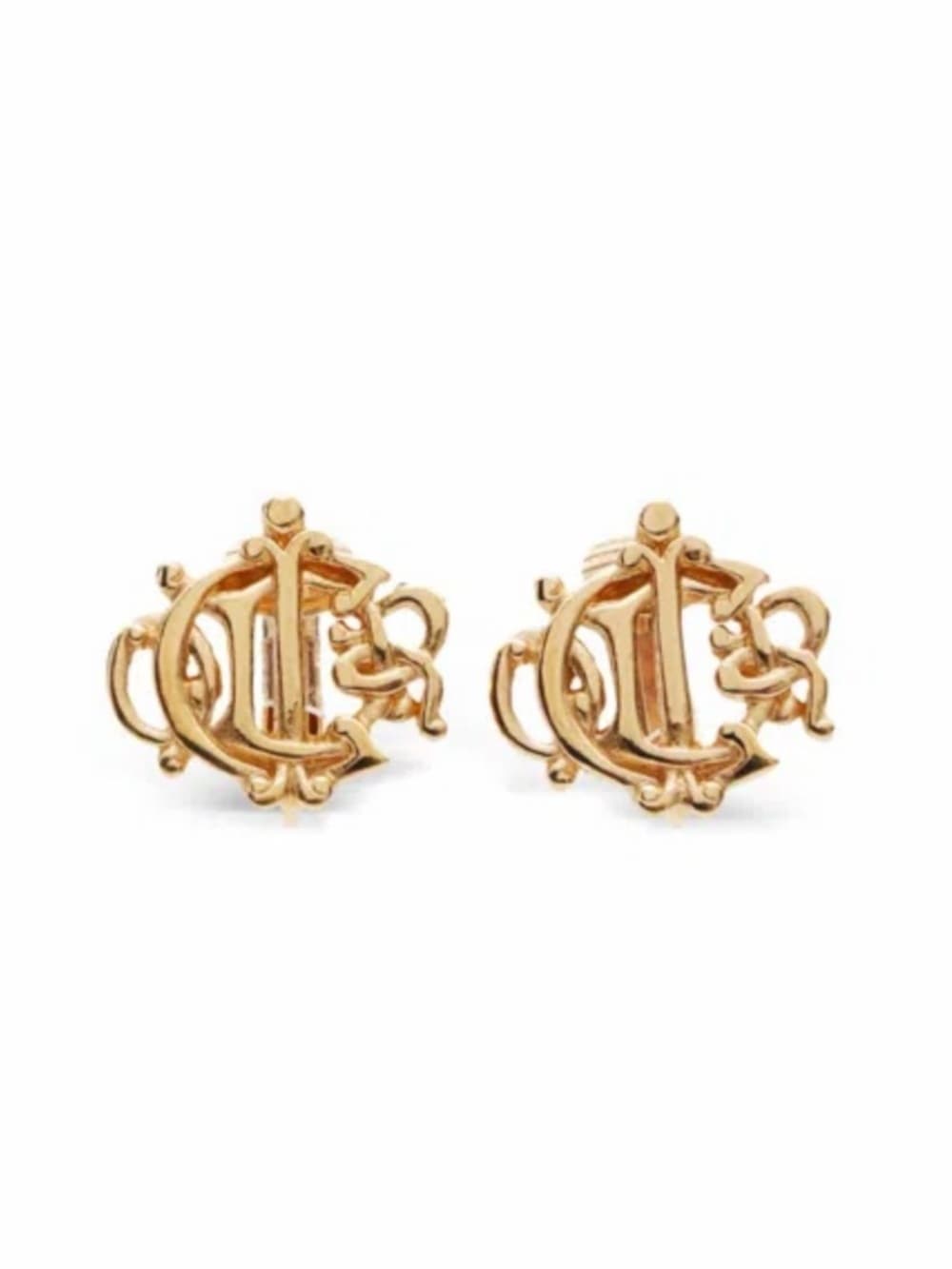 CHRISTIAN DIOR Vintage Crest Gold Plated Clip On Earrings Statement Piece Rare - Thumbnail 2