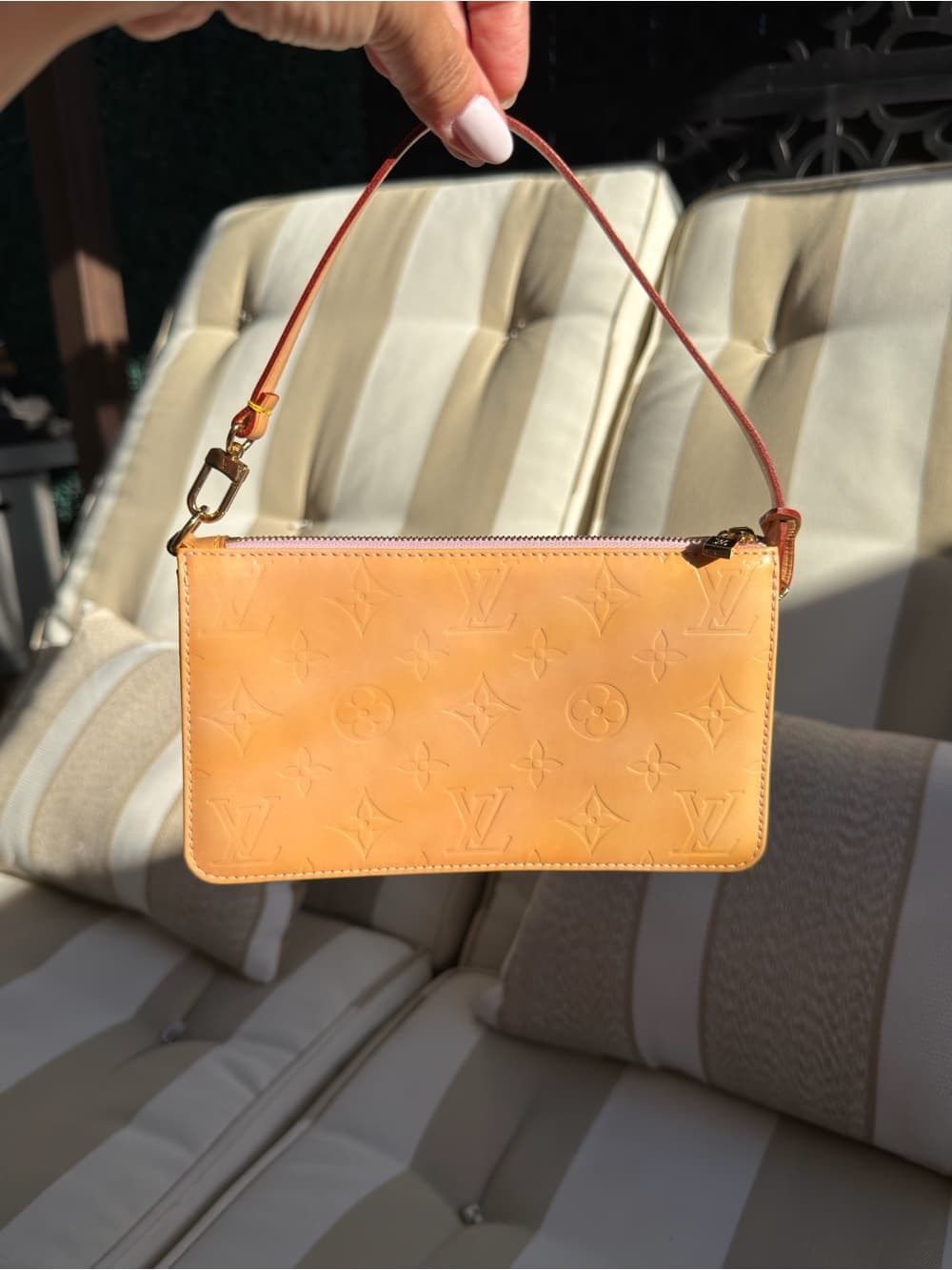 Louis Vuitton Vernis Lexington Pochette Orange Patent Monogram Shoulder Bag - Thumbnail 7