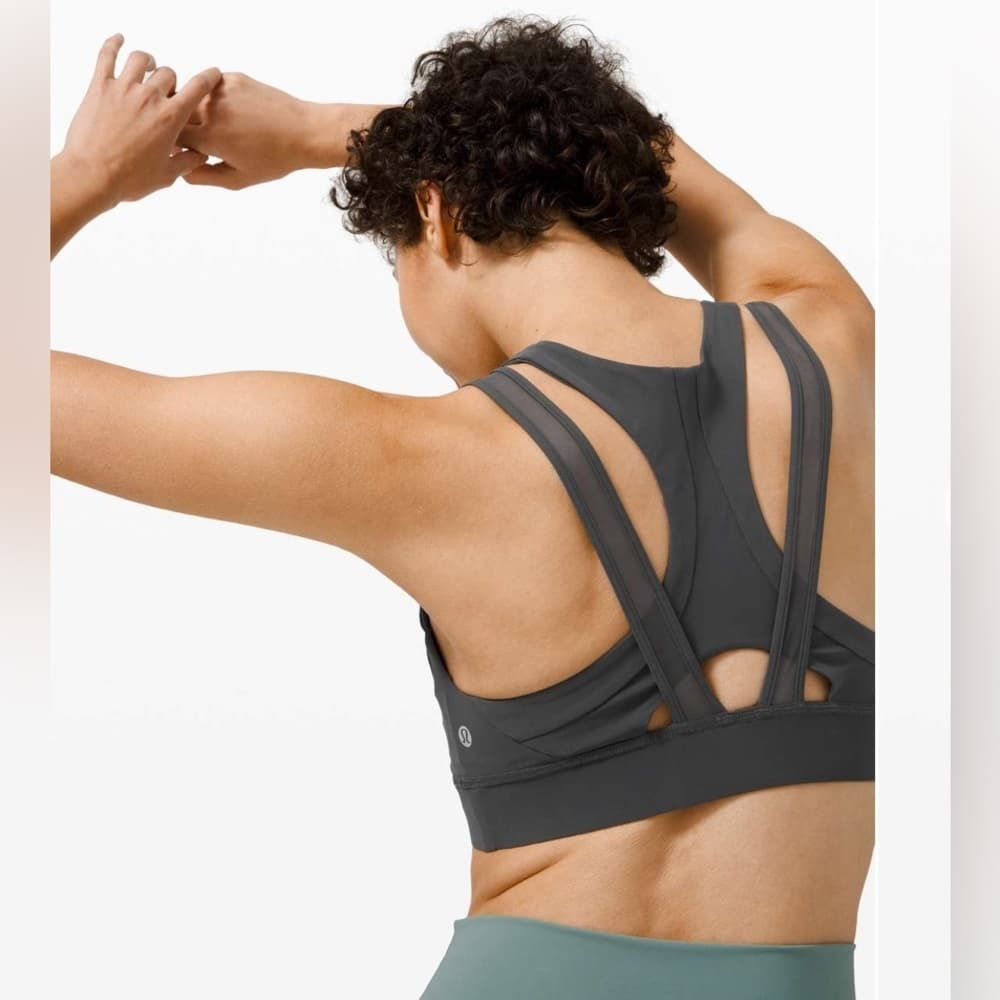 LULULEMON 🌟 Athletica GEARED TO TRAIN Bra Medium Support Graphite Gray 8 A/B - Thumbnail 3