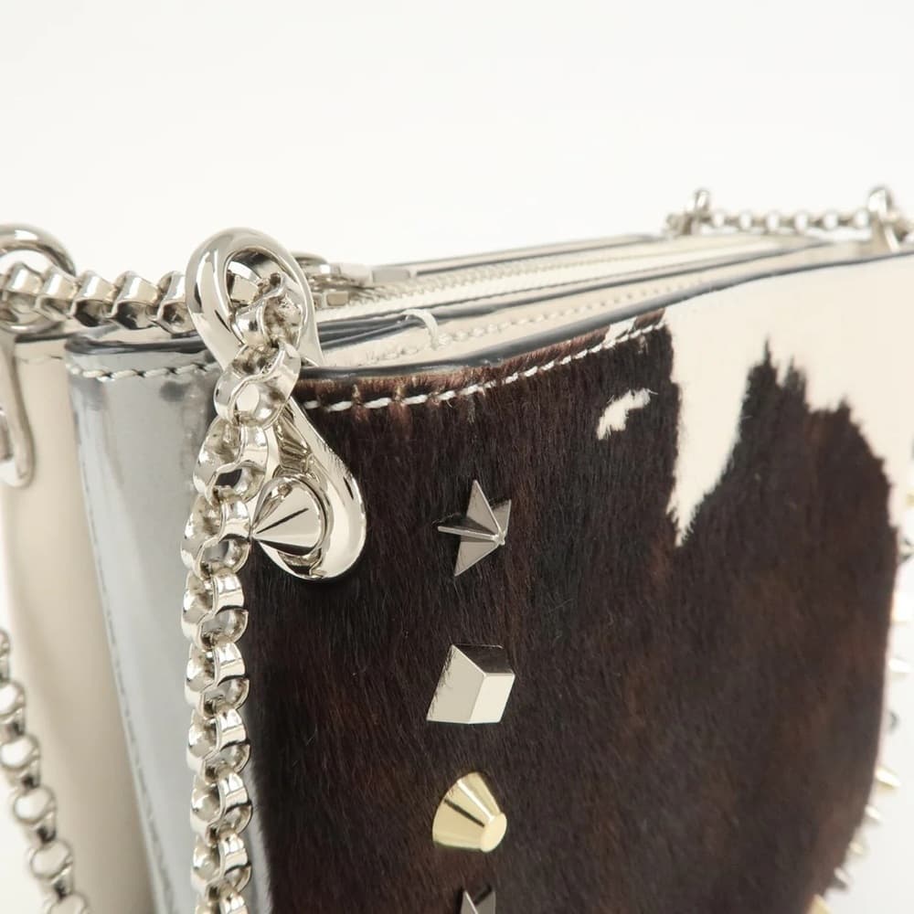 CHRISTIAN LOUBOUTIN Studded Triloubi Cowboy Western Pony Hair Chain Shoulder Bag - Thumbnail 12