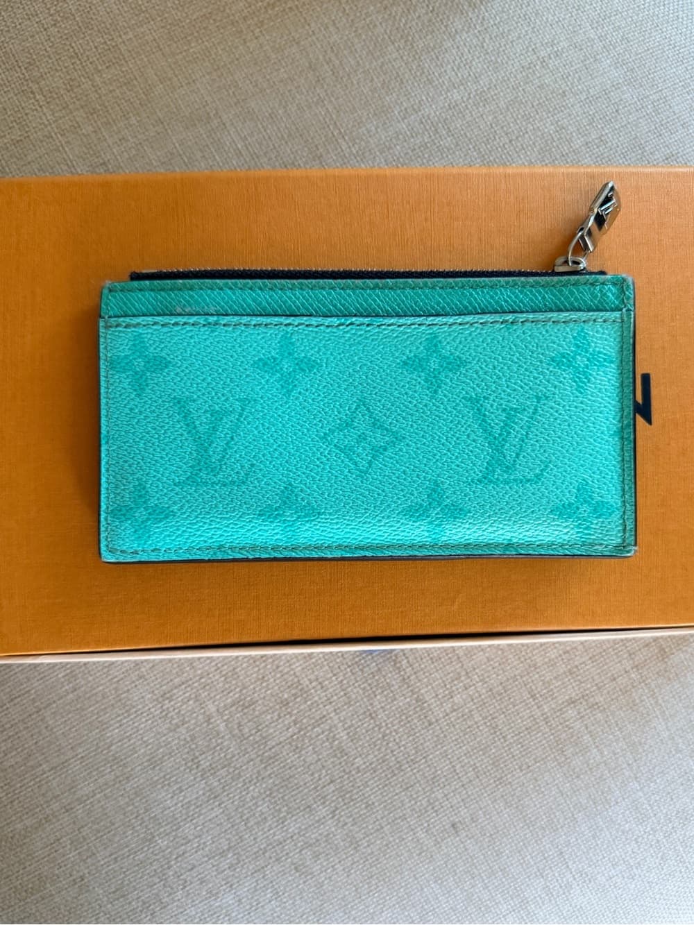 Louis Vuitton Taigarama Coin Card Holder Wallet Aqua Monogram HTF - Thumbnail 7