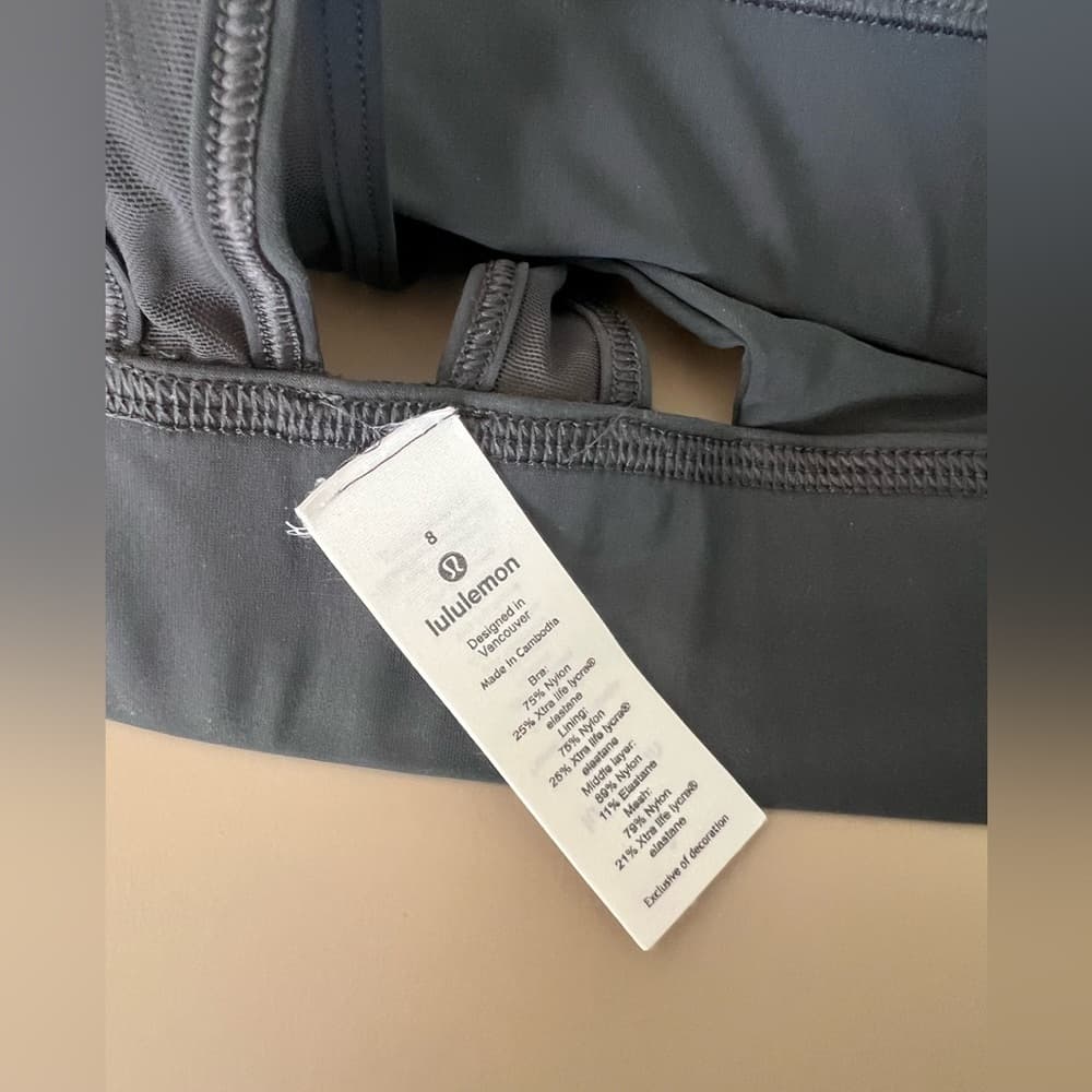 LULULEMON 🌟 Athletica GEARED TO TRAIN Bra Medium Support Graphite Gray 8 A/B - Thumbnail 7