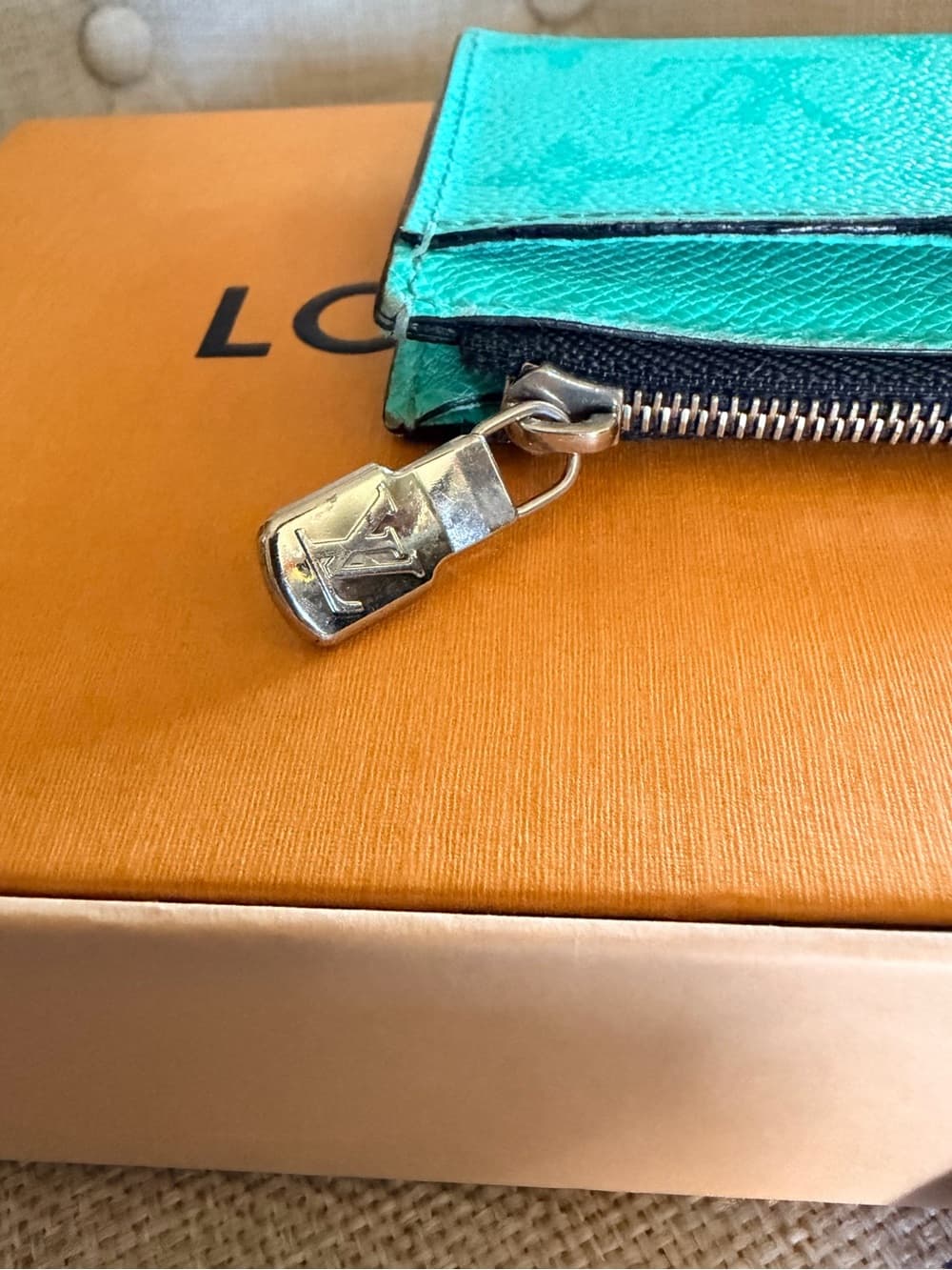Louis Vuitton Taigarama Coin Card Holder Wallet Aqua Monogram HTF - Thumbnail 8
