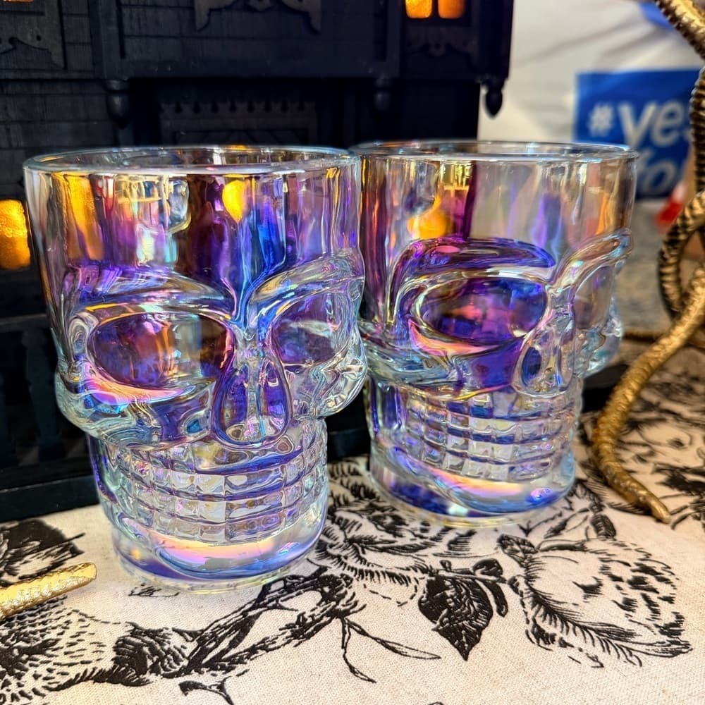 Skull Iridescent Set of 2 Mugs NEW Pair - Thumbnail 2