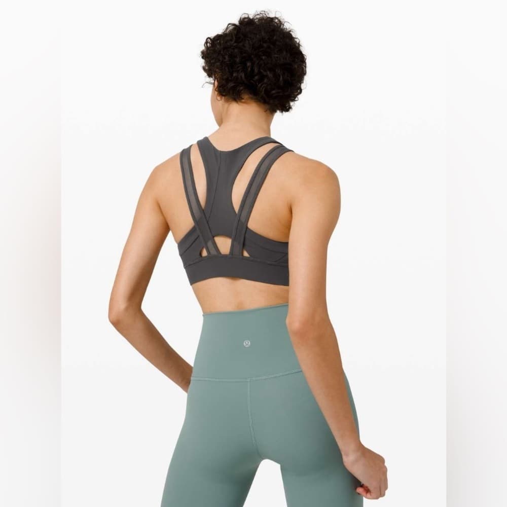 LULULEMON 🌟 Athletica GEARED TO TRAIN Bra Medium Support Graphite Gray 8 A/B - Thumbnail 4