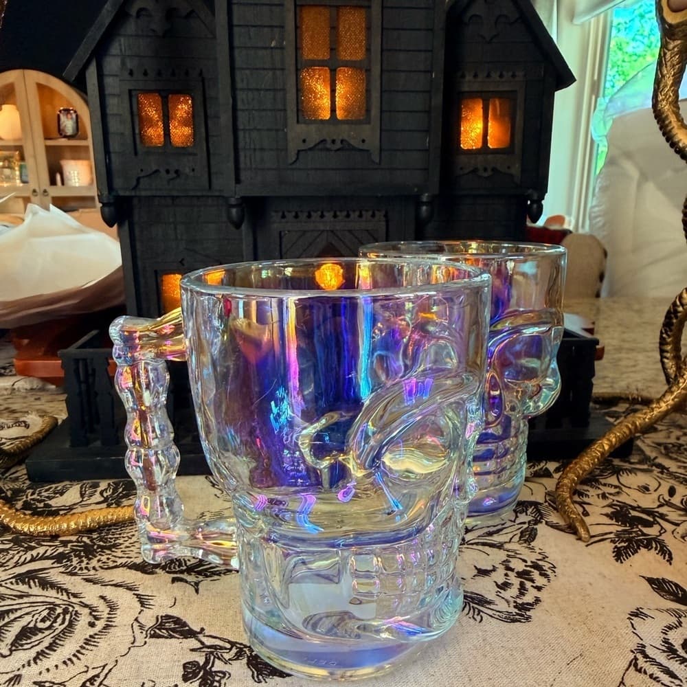 Skull Iridescent Set of 2 Mugs NEW Pair - Thumbnail 3