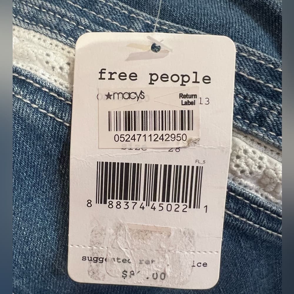 NEW 🌟 FREE PEOPLE Blue Jean Lace Shorts size 28 - Thumbnail 9