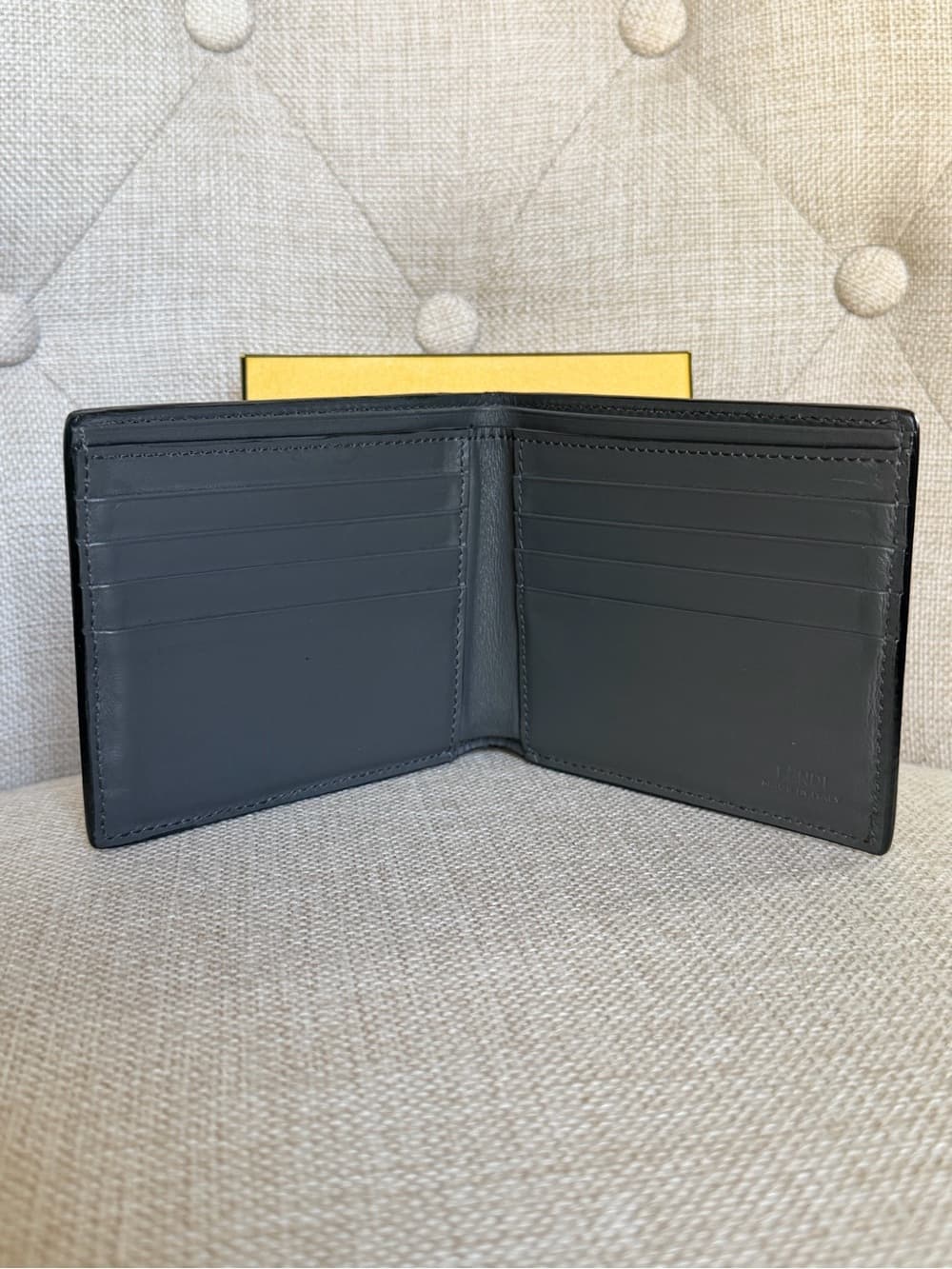 FENDI Bugs Monster Grey Asphalt Leather Palladium Eyes Bifold Men’s Wallet Box - Thumbnail 4